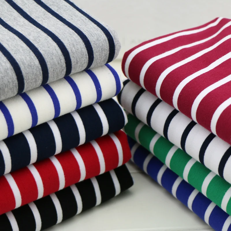 170x 50cm 95% Thick Cotton Yarn Dyed Stripe Fabric Spring and Autumn Clothes Between Sewing Cloth High Elastic Deformation