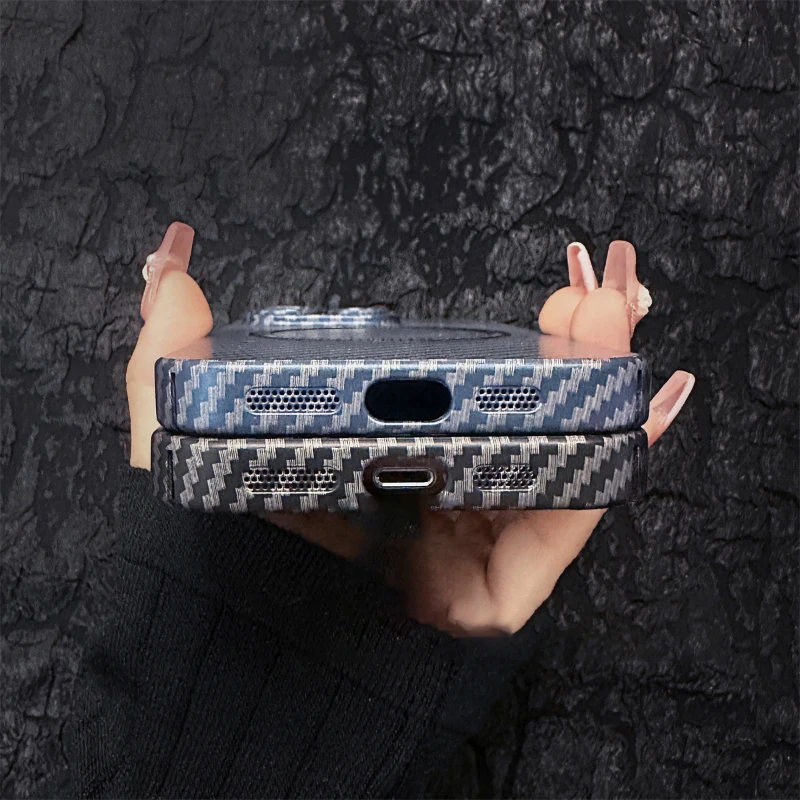 For Magsafe Magnetic Wireless Charging Carbon Fiber Texture Phone Case For iPhone 16 Pro Max 14 11 12 13 15 Pro Max Back Cover
