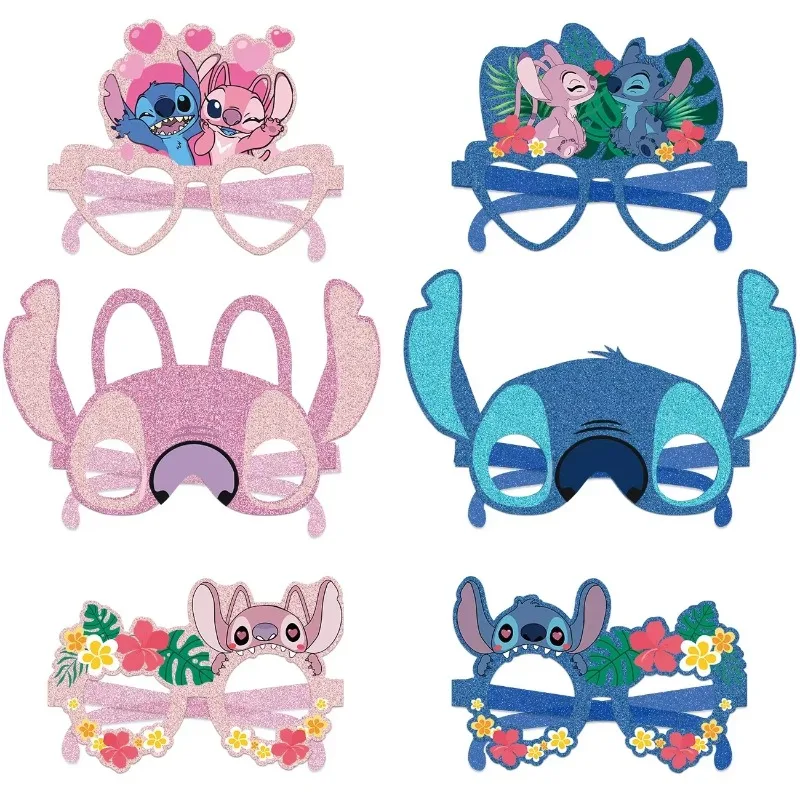 12pcs/set Disney Lilo & Stitch Party Decoration Paper Glasses Masks Photo Cosplay Props Children's Happy Birthday Party Supplies