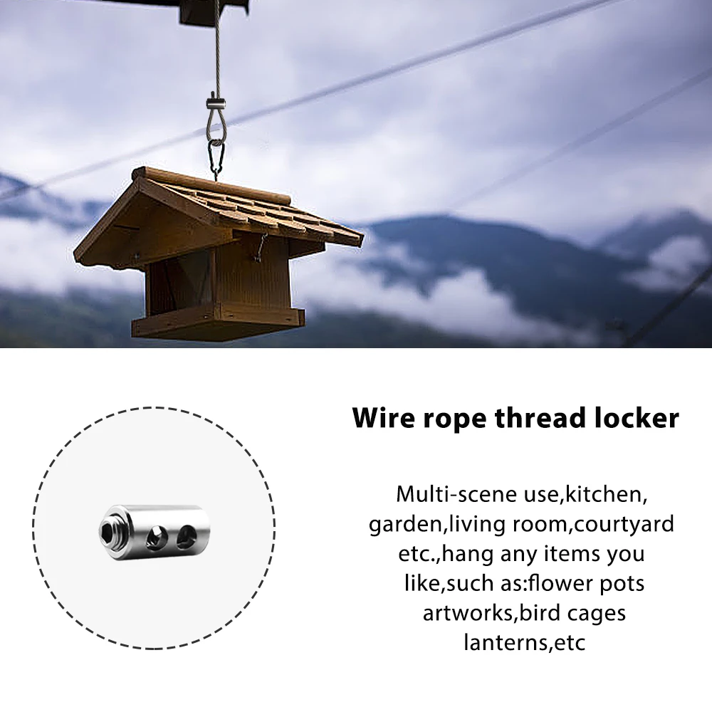 Adjustable 2/3/4mm Stainless Steel Suspension Wire Rope Cable Lock With Lock, Expandable Fastening Kit, Lighting Suspension Kit