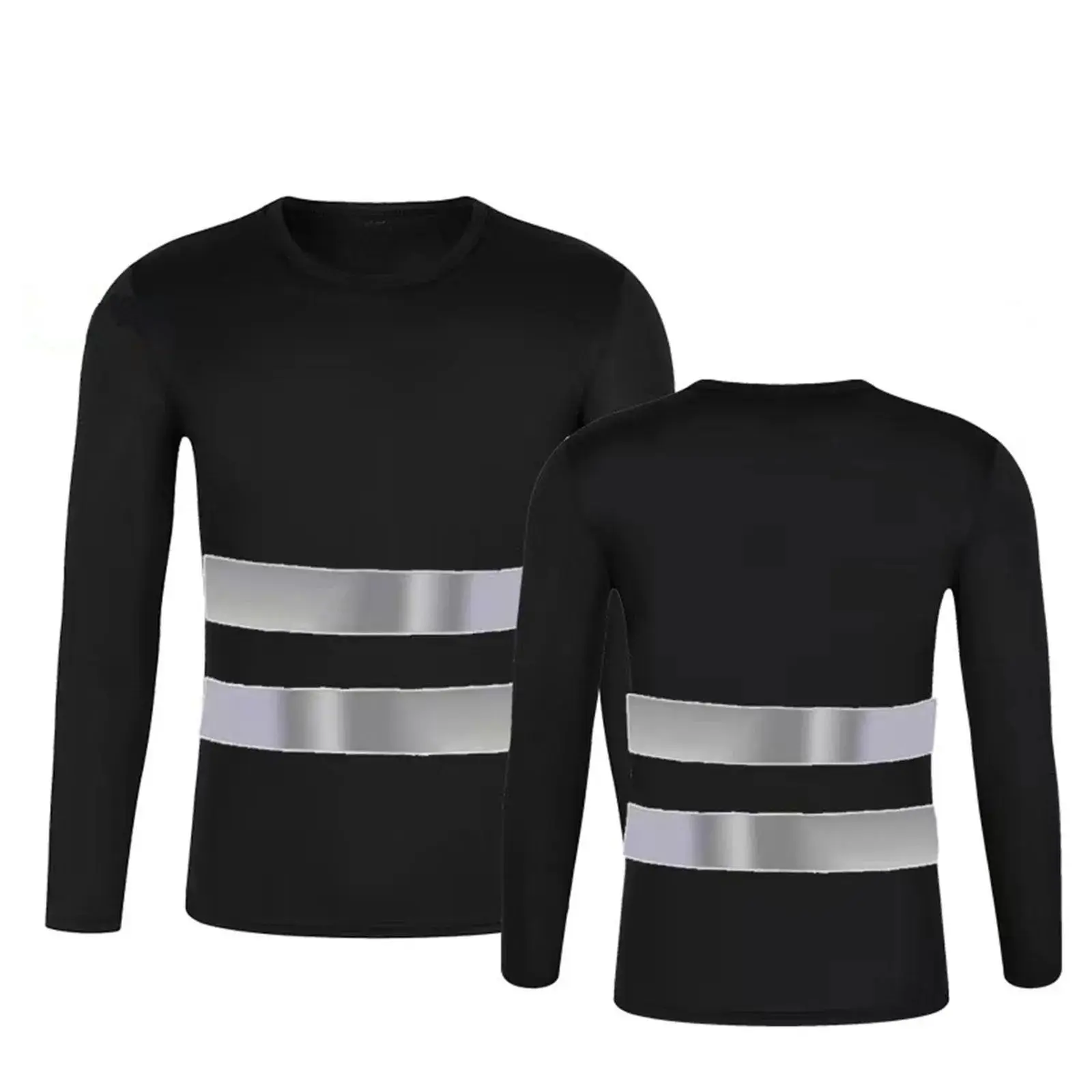 Autumn Men's Safety Construction Work Reflective Stripe Breathable Sweat Absorption 3d Printed Round Neck Long Sleeve T-Shirt