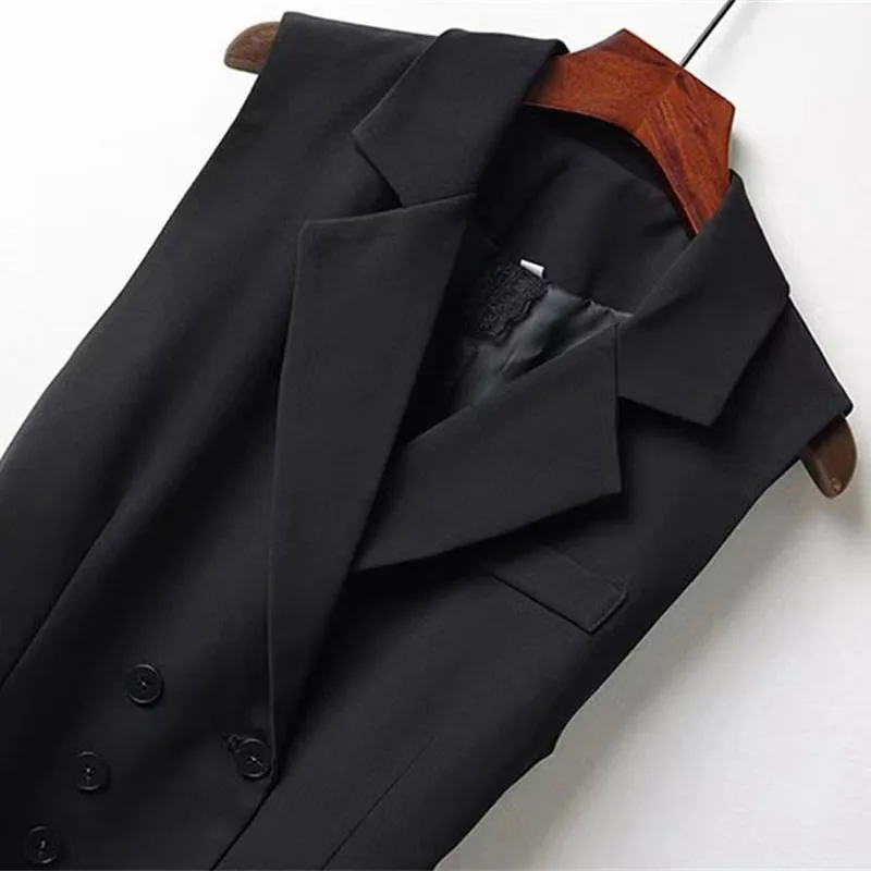 سترات نسائية جديدة لربيع وخريف 2025 صدرية واحدة الصدر بدون أكمام صدرية سترة معطف فضفاض متعدد الاستخدامات سترة معطف علوي