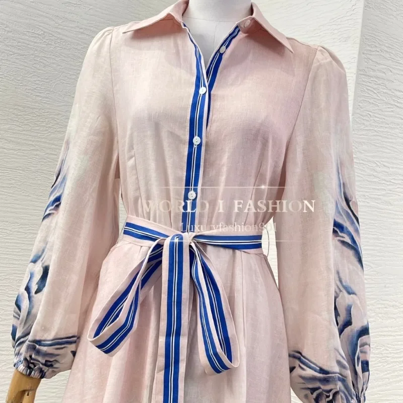 Vestidos camiseros sueltos de manga larga a rayas azules para fiesta nuevo estilo de moda elegante para mujer línea de alta calidad atractiva