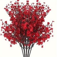 1 piece of artificial flower red with realistic touch, artificial gypsum bouquet, fake silk plant decoration