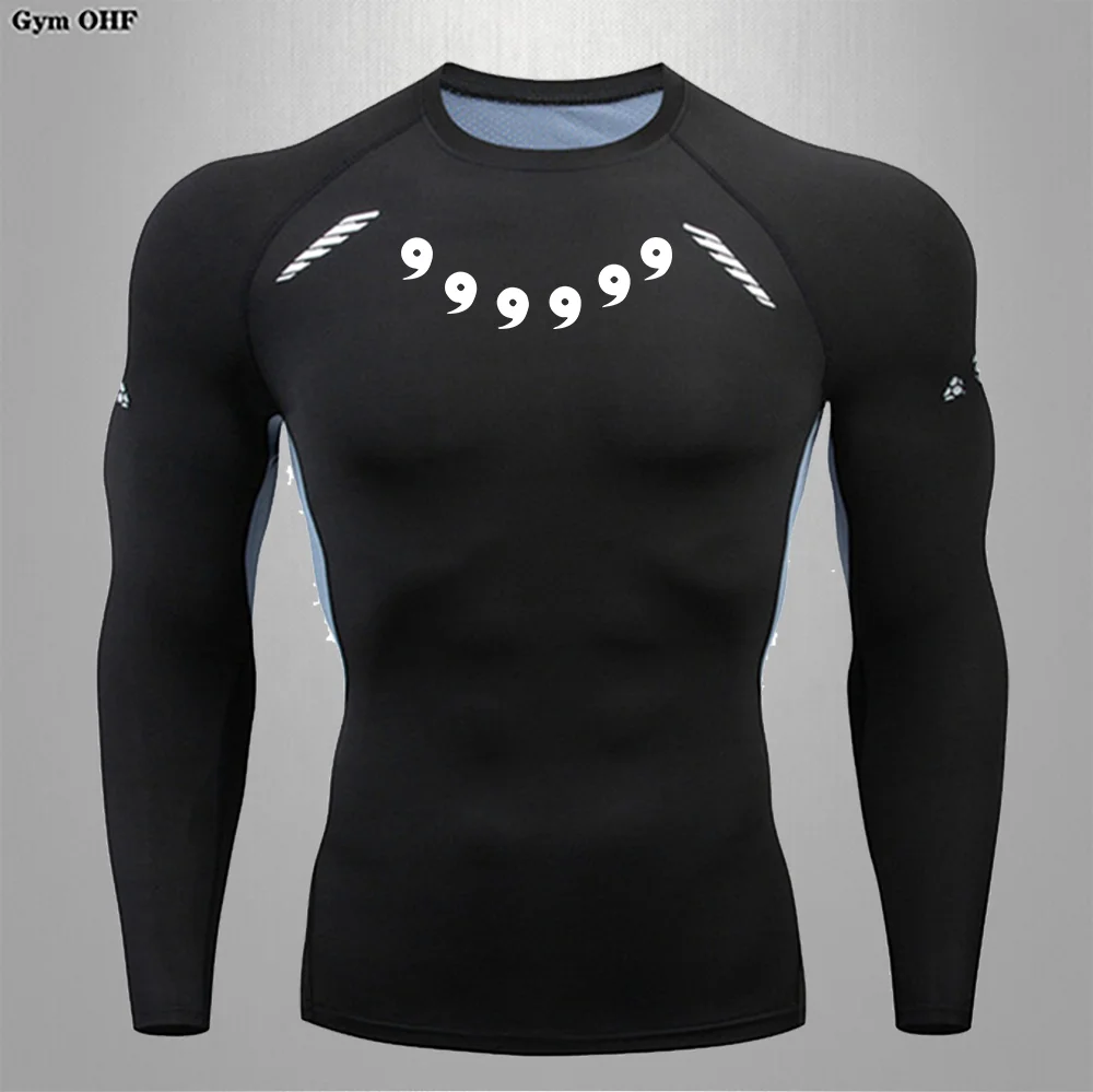 Summer Running T-Shirt Men Short Sleeve Compression Shirt Gym Sports Top White & Black Quick Dry Breathable MMA Fitness Clothing