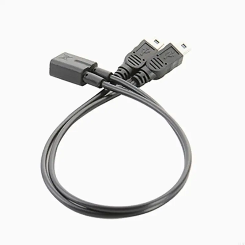 E1PF USB 2.0 Mini 5-Pin Y Splitter Cable 1 Female to Dual Male Charging Cable Cord