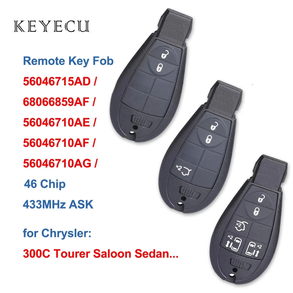 

56046715AD 68066859AF 56046710AE 56046710AF 56046710AG Remote Key Fob 433MHz ID46 Chip for Chrysler Grand Voyager 300C