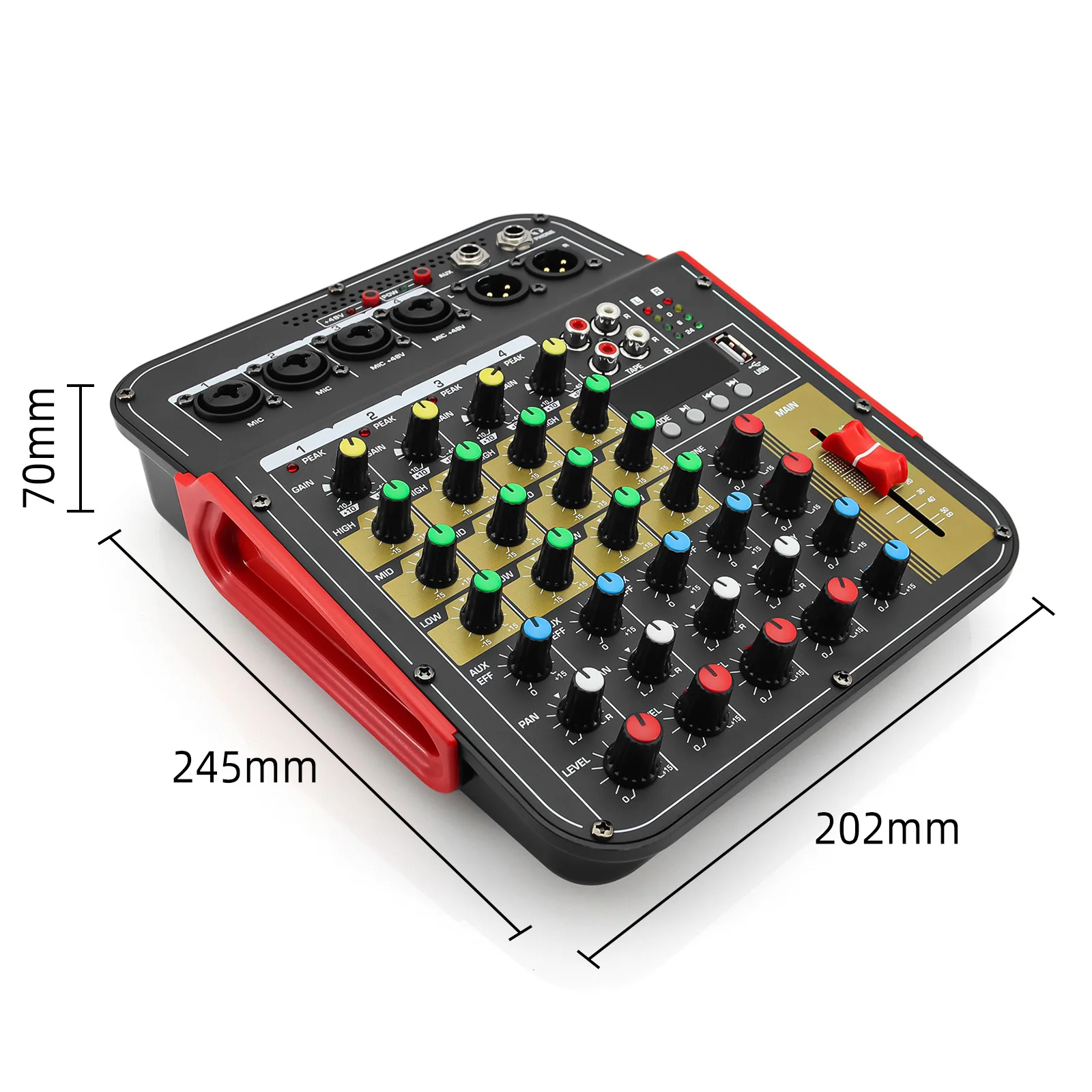 6 Channel Audio Mixer Portable Mixing Console USB Interface 48V Phantom Power Audio mixing amplifier with effects sound mixer