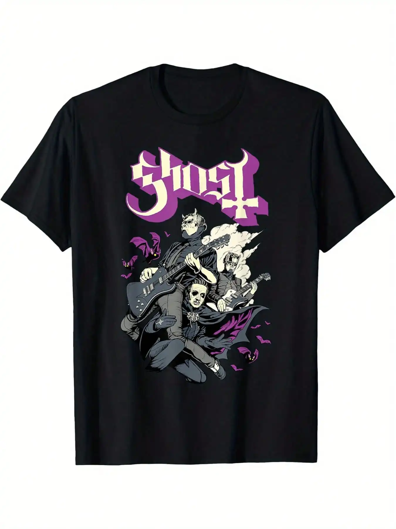 

[1pc Breathable Ghost Band Tee] 1pc Ghost Band Cotton T-Shirt Geometric Pattern Knitted Fabric Short Sleeve