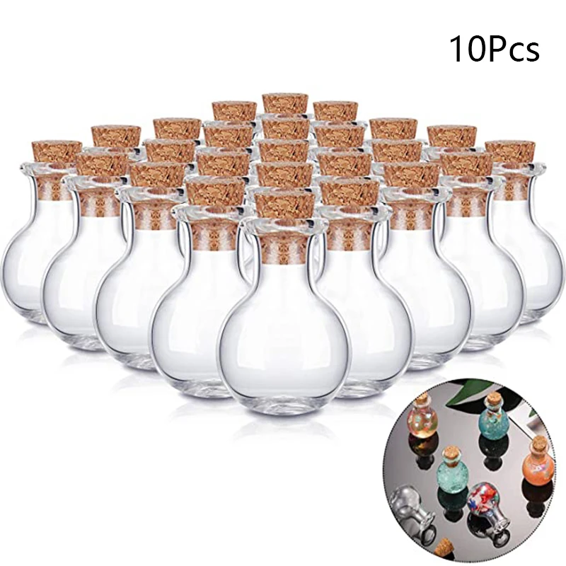 10Pcs Wishing Bottle Perfume Bottle Glass Bottles Miniature Potion Bottle Mini Cork Glass Vials Wedding DIY Mini Drift Bottle