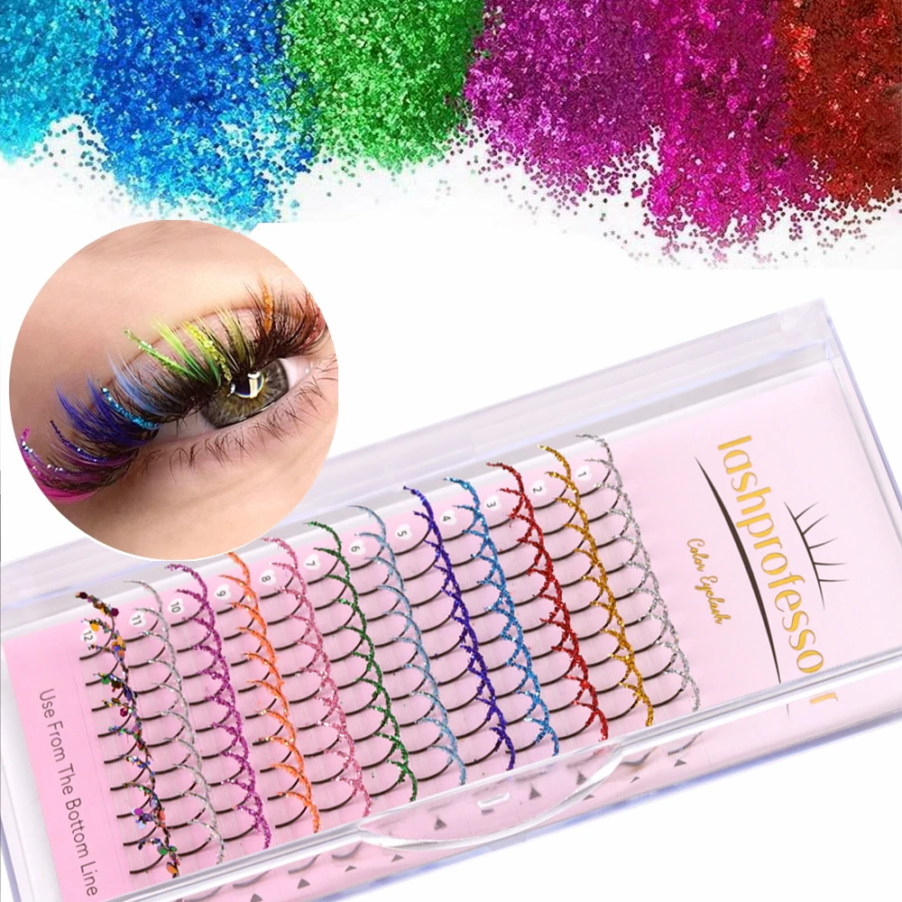 

Shiny Colorful Glitter Individual Eyelash Extension DIY A Shape Lashes Fluffy Spike False Eyelash Christmas Cosplay Party