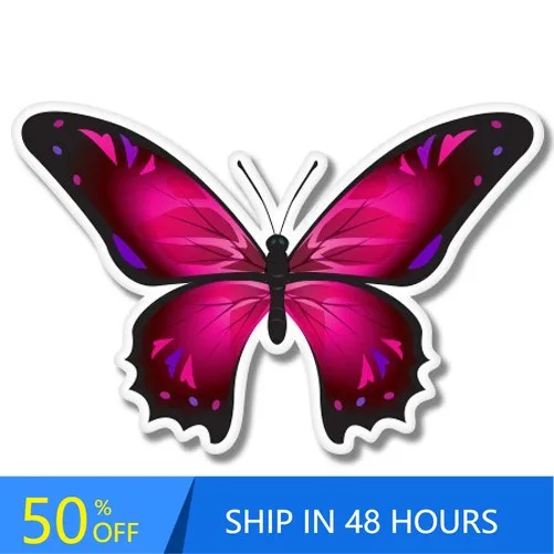 Pink Butterfly Phone Funny Laptop Motor Home Boat Window Waterproof Vinyl Decal Accessory Retro Trendy Unique Cute