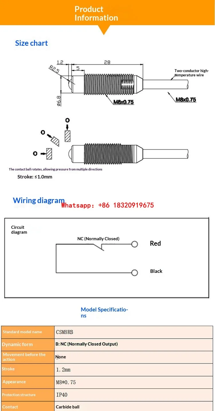 CNC CSM8RB h-precision sensor detects product bumps, indexing rotating bodies, grooves, cuts, counting, film thickness, etc.