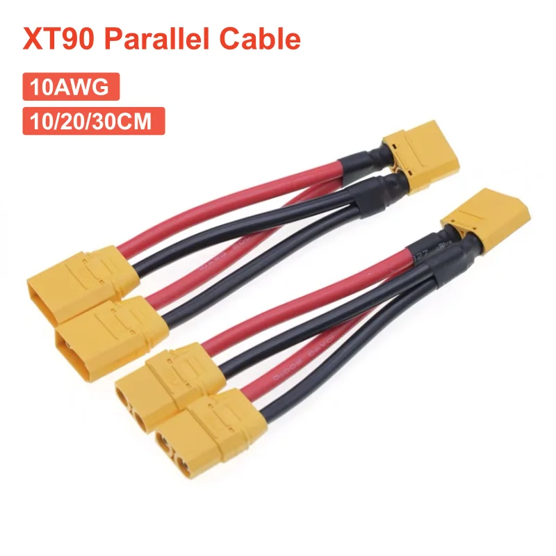 XT90 Parallel Battery Connector Male/Female Cable Dual Extension Y Splitter 3-Way 10AWG Silicone Wire for Battery Charger Motor