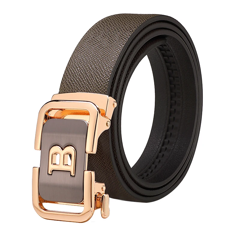 Casual Fashion Coffee B Letter Belt Men's Automatic Buckle High Quality Luxury Famous Brand wide Belt Croskin Cintos Masculinos