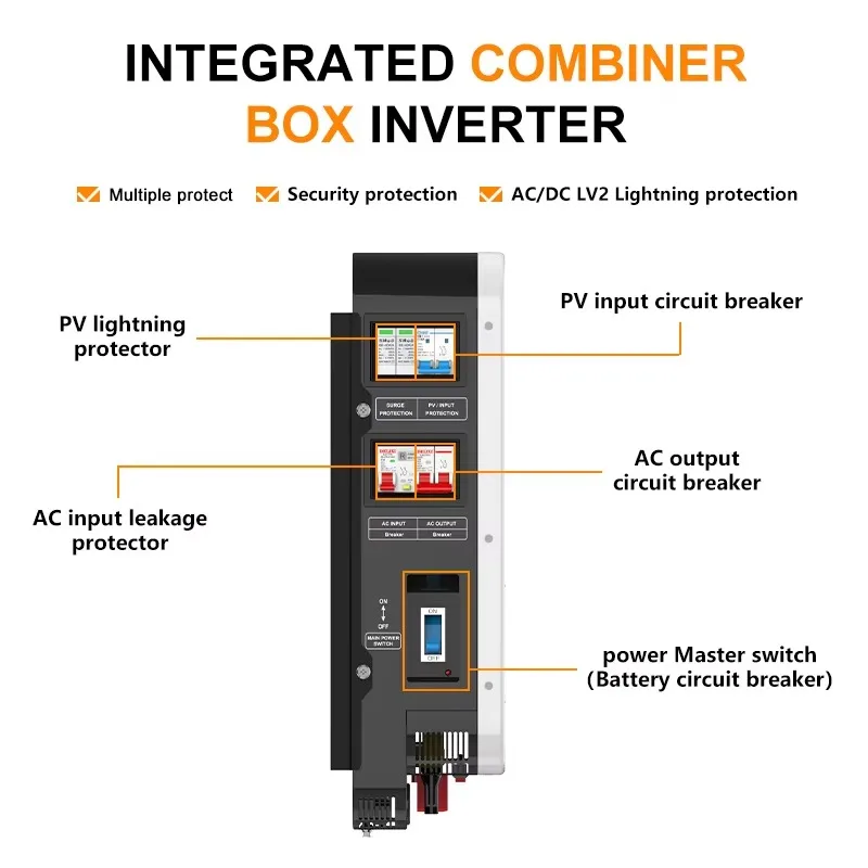 Fchao 4.2KW 24VDC Off Grid Hybrid Solar Inverter 100A MPPT with Breaker Combiner Box No Battery Working