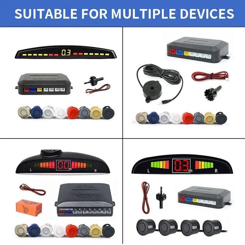 4 個 18.5 ミリメートル車用駐車センサーパークトロニックリバースプローブブラックレッドグレーシルバーホワイト車両用センサーフィッティング