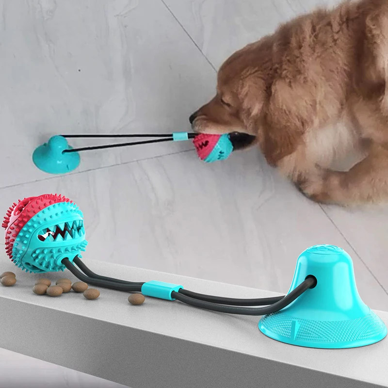 

Dog Food Toy Silicon Suction Cup Tug Interactive Ball Slow Eating Feeder Pet Chew Bite Tooth Cleaning Toothbrush Healthy Stomach
