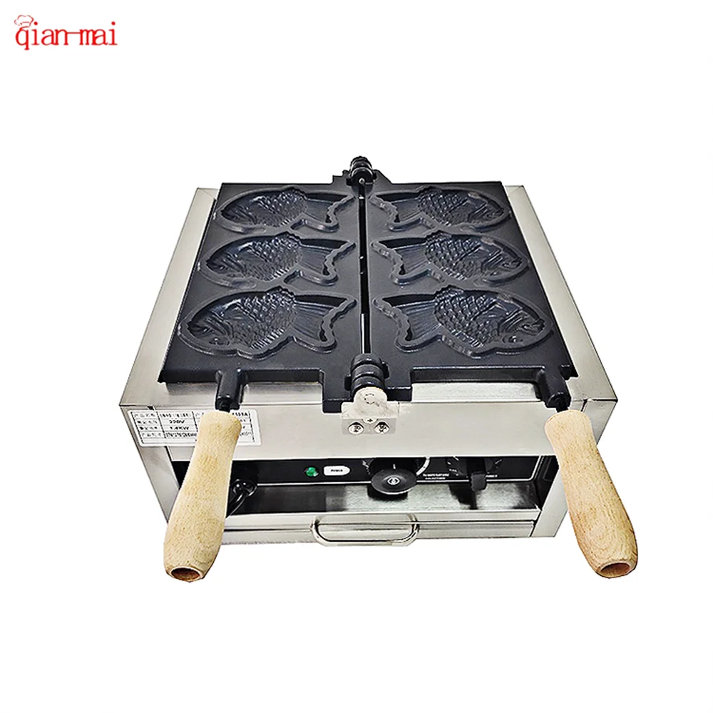 Commercial electric type, gas type, three fish waffle machine, non stick coating, cheese Egg cakes machine can be customized