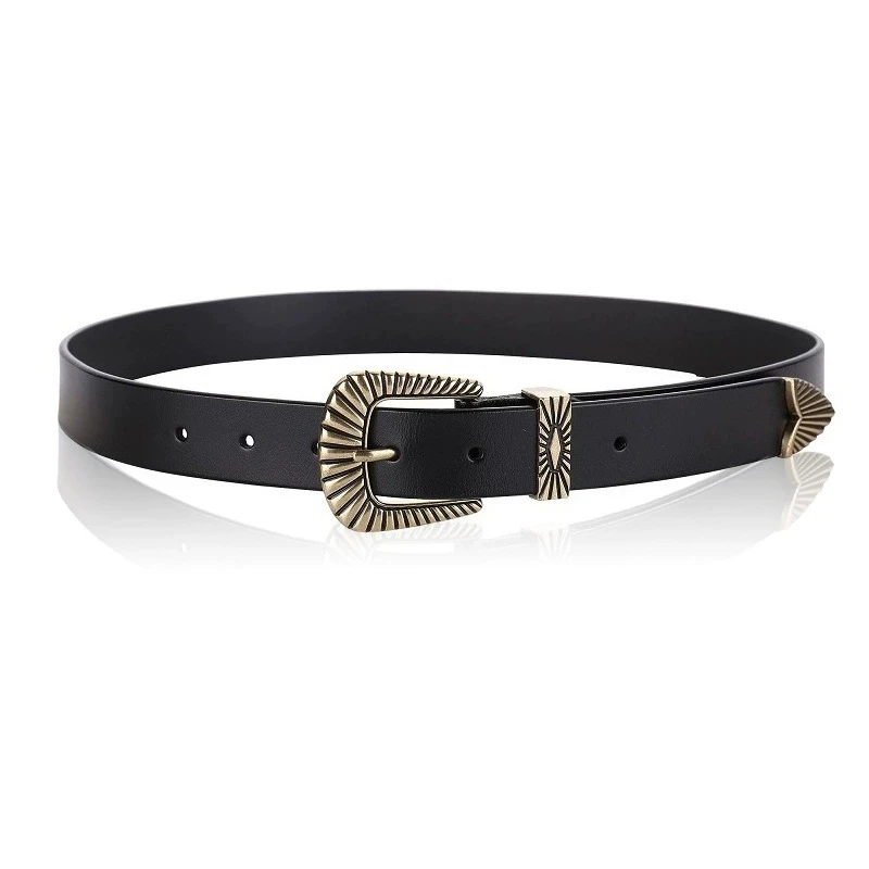 

Fashion European Retro Silver/Gold Buckle Decorative Jeans Minimalist Women's Waist Belts Genuine Leather Belt for Women