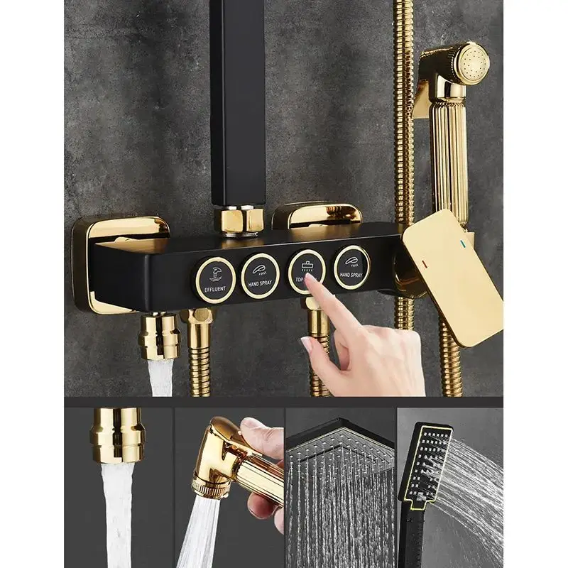 Bathroom Rain Shower Kit Bath Rain Shower Set gold Plating Kit Square Bathroom Shower System Set
