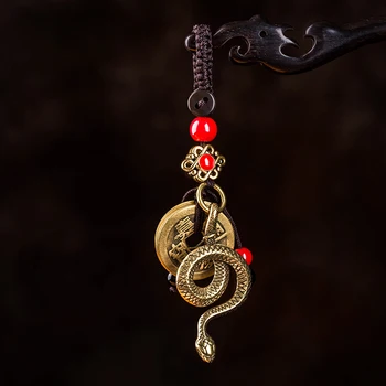 Porte-clés pendentif porte-bonheur serpent du zodiaque chinois, accessoires de richesse créatifs pour femmes et hommes, breloque pour sac, bijoux cadeau, 2025