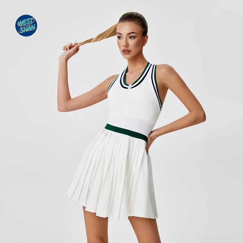 WESTSHAN EU US Size New Zipper Fitness Wear High-Waist Sports Dress Breathable Dance Gym Badminton Golf Tennis Skirt for Women
