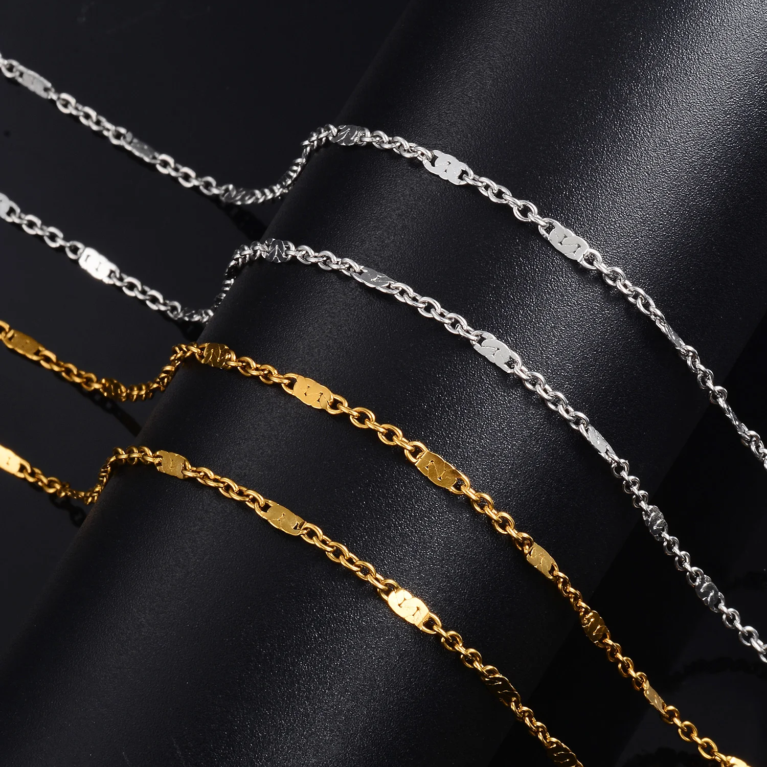 2 mm breite, feine Edelstahlkette, 18K vergoldet, O-Kette für DIY-Schmuckherstellung – Detail 4