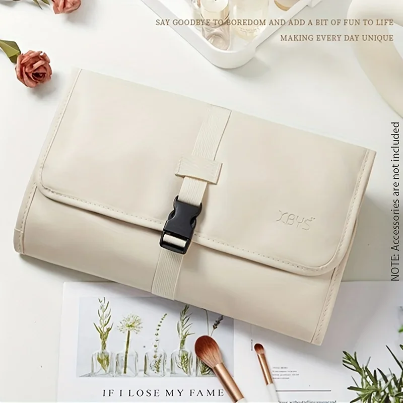 

Large Capacity Cosmetic Bag, Travel Foldable Toiletry Organizer, With Secure Buckle Closure