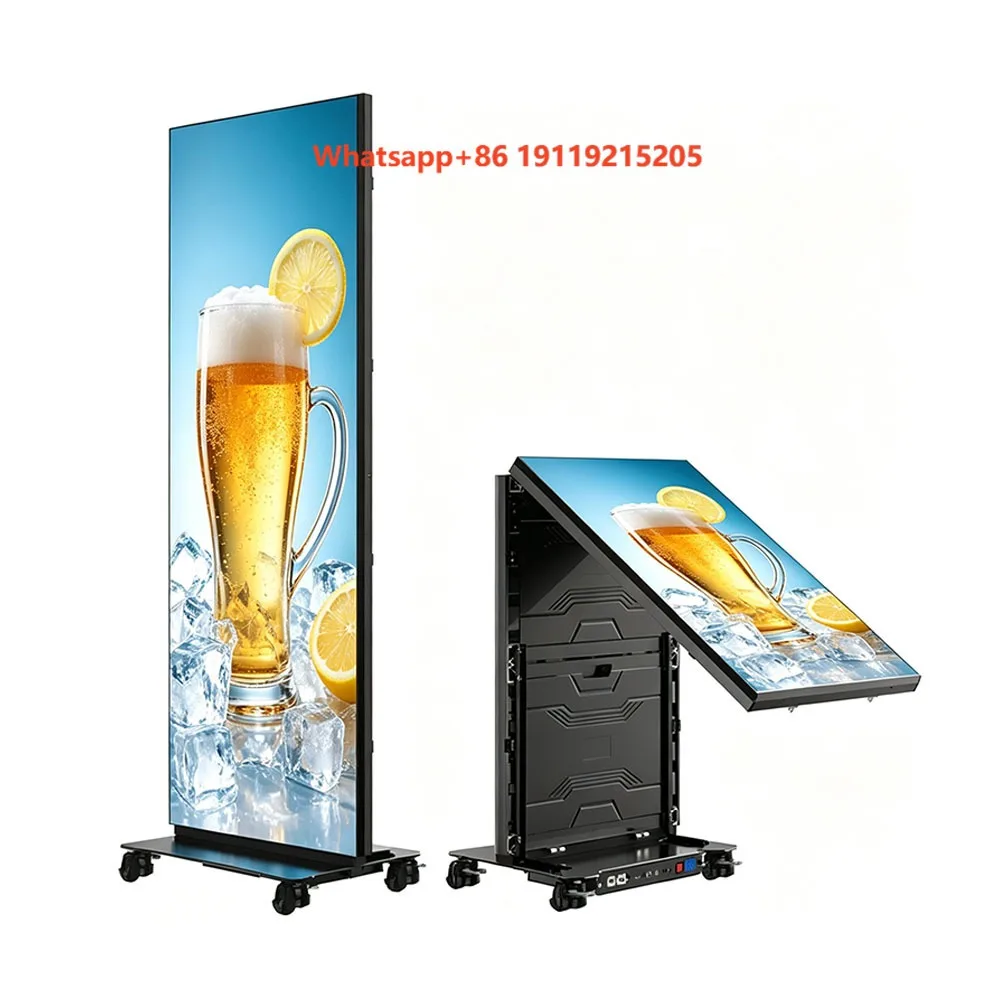 Indoor Movable Foldable LED Advertising Digital Signage P2.5 WiFi USB Content Update 5-Year Warranty Built-In CMS Shopping
