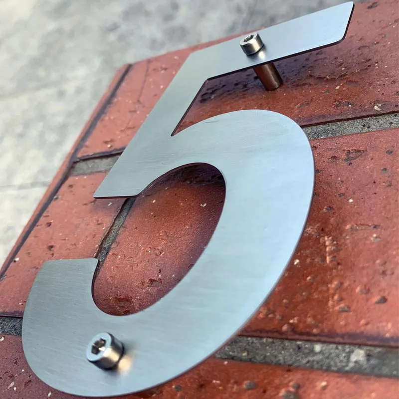 120mm Floating Stainless Steel House Numbers Outdoor Address Signs Metal Door Plates Big Modern Number For Garden Mailbox 0-9