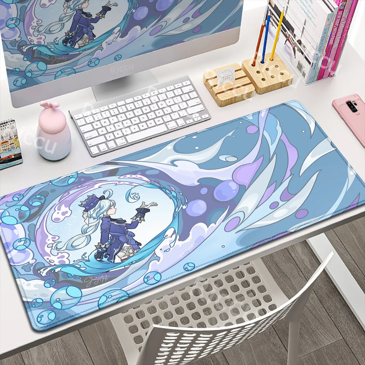 hot Anime Game Furina HuTao Shenhe YaeMiko Raiden Keqing XXL Genshin Large Mousepad Impact Mouse Pad  Keyboard Desk Non-slip Mat