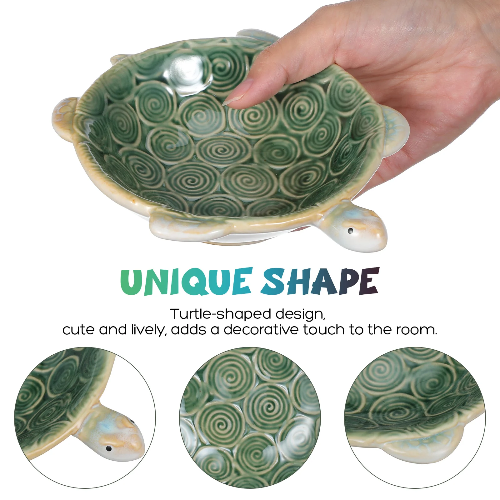 حاوية مجوهرات سيراميك صغيرة على شكل سلحفاة علبة حلية لخاتم القرط وقلادة تخزين عرض منظم تزيين سطح المكتب