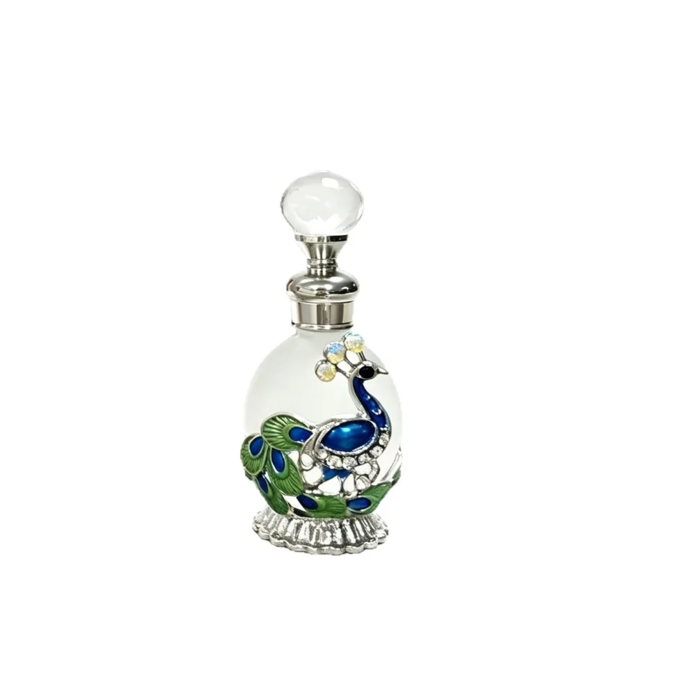 15ML/25ML Essential Oil Dropper Bottle Dubai Style 3D Peacock Empty Bottle Flower Branch Pattern Middle East Dispenser