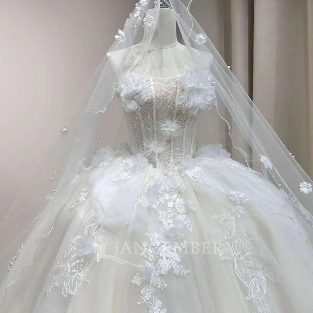 Abito da sposa in organza con perle di bellezza personalizzato senza maniche senza spalline in pizzo scintillante abito da sposa da donna abiti da sposa