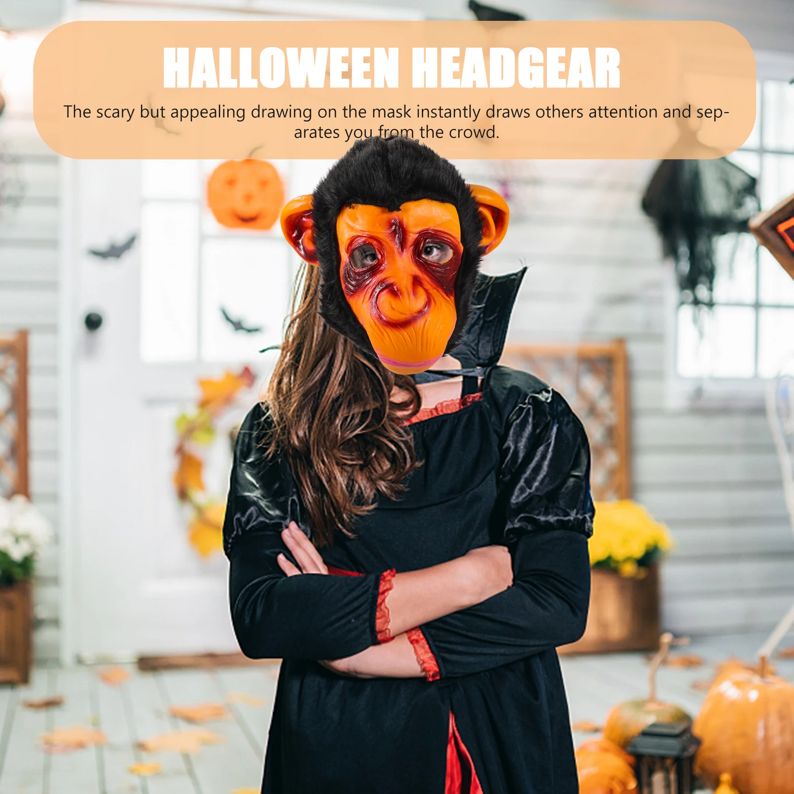 

Monkey Headgear Terror Fancy Dress Party Props Costume King Mask with Strap Halloween Men and Women Scary
