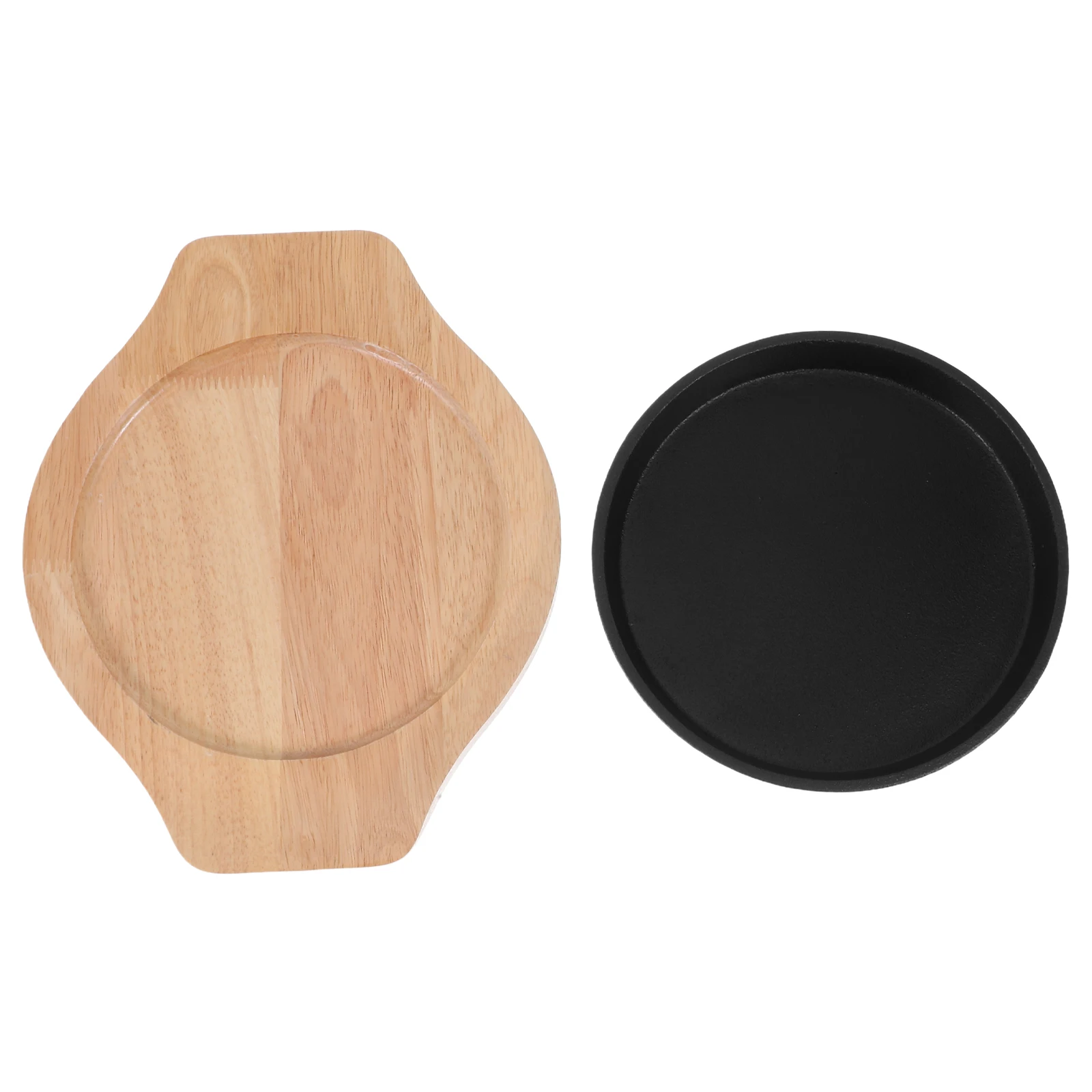 

Teppanyaki Grill Beef Steak Plate Platter Household Cast Iron Wooden Serving Board Indoor