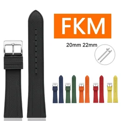 Fluoro Rubber Strap 20mm 22mm Stainless Steel Buckle Quick Release Waterproof Diving FKM Men Women Universal Replace Watch Band