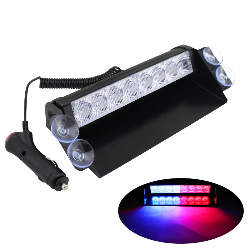 

12V 8 LED Universal Car Strobe Light Flasher Vehicle Flashing Warning Lamp Red Blue Emergency lights 3 Flashing Modes