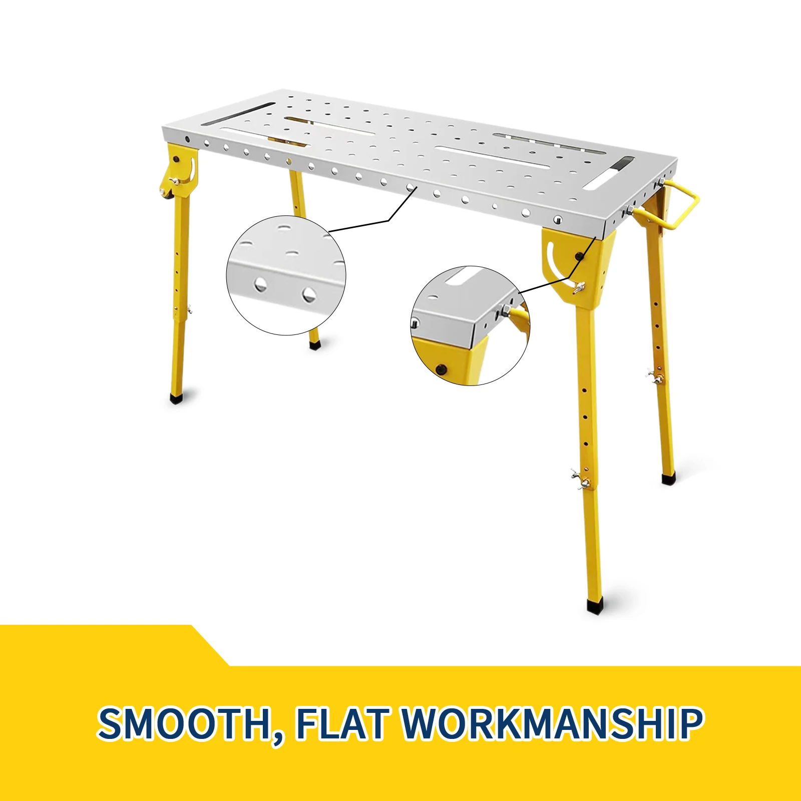 Steel Welding Table Folding Workbench with Wheels, Adjustable Angle & Height Portable Welding Table for Garage Wood Shop