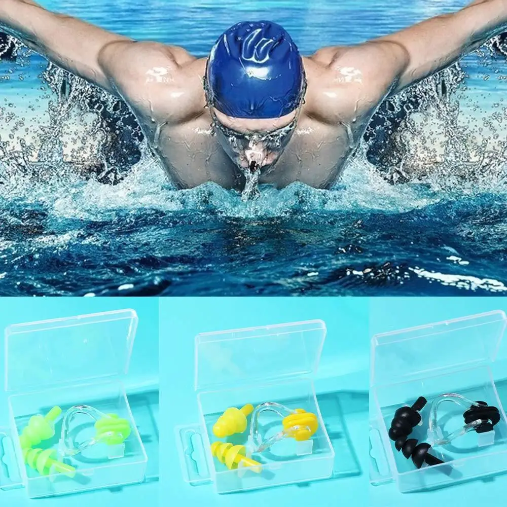 

Soft Swimming Earplug Nose Clip Silicone Anti-water Silicone Noise Earplug Waterproof Professional Nose Protector Clip Beginner