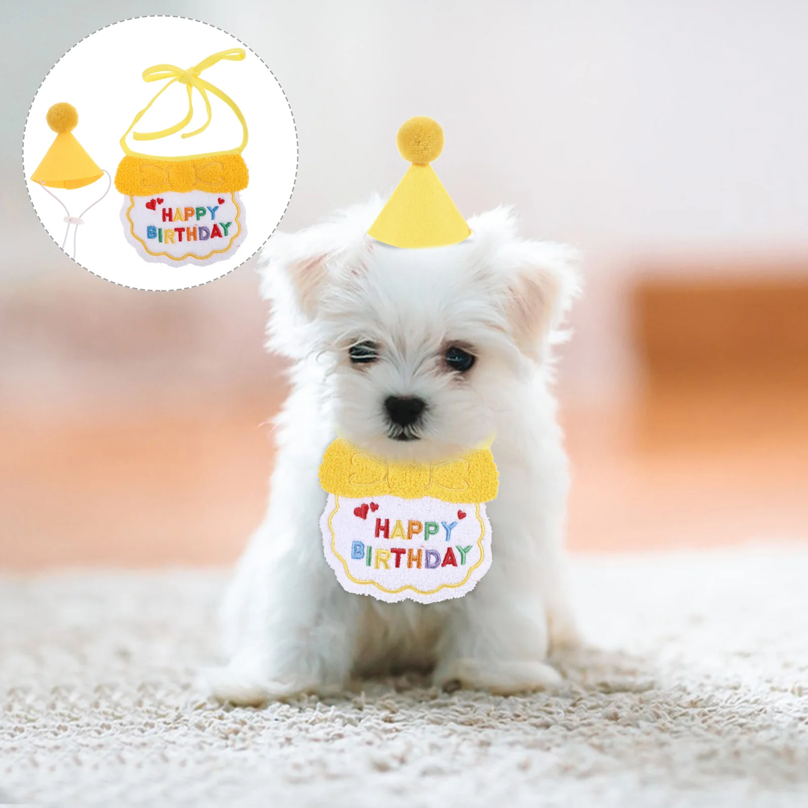 

1 set Pet Drool Bib For Cats Dogs Adjustable Birthday Party Hat Washable Reusable Costume Accessory Lightweight Decor Portable