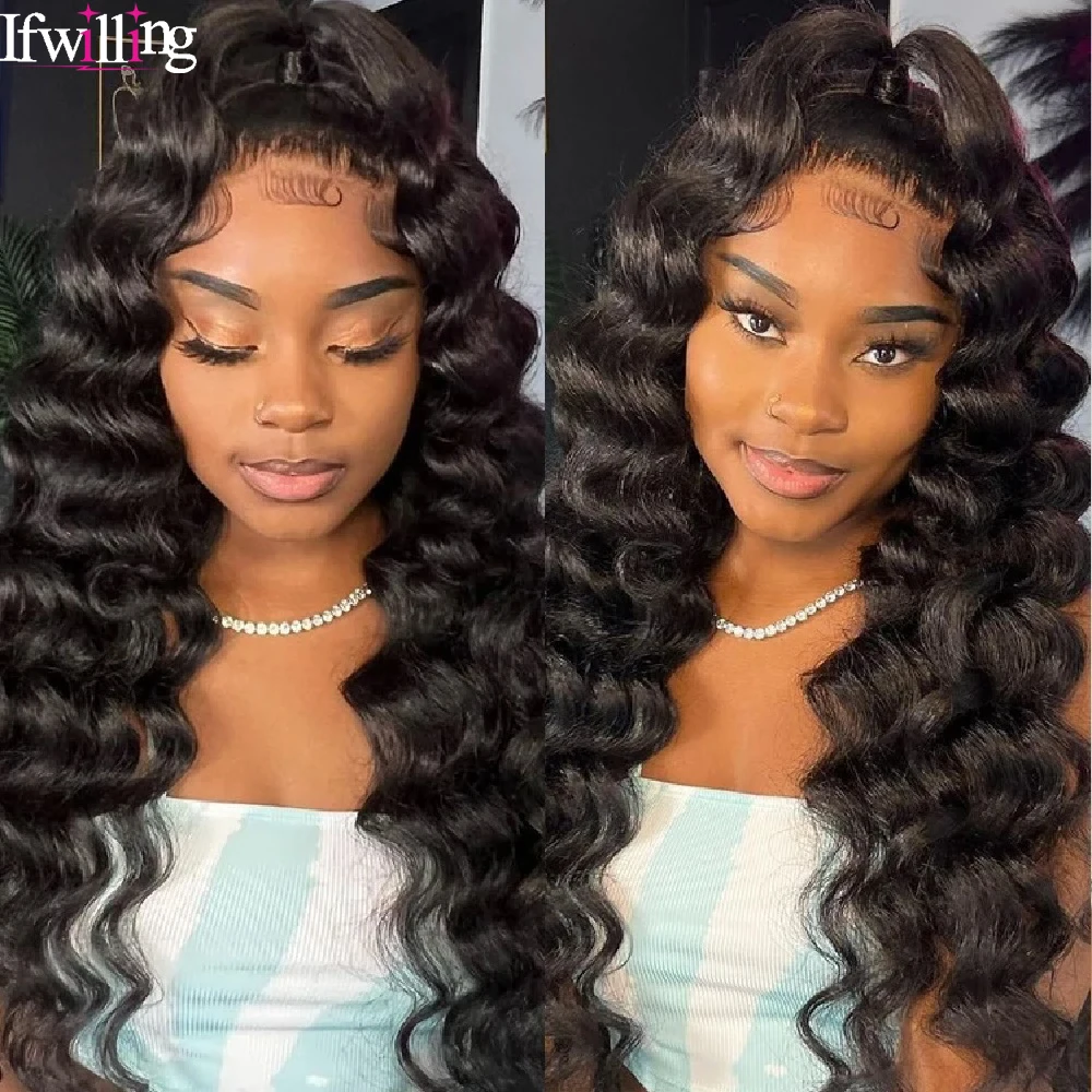 Perruque Deep Wave Lace Closure Wig naturelle, cheveux humains, pre-plucked, sans colle, prête à l'emploi, 5x5 HD