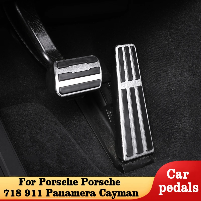 Pedal de coche 3D para Porsche 718 911 Panamera Taycan Boxster Cayman, 2 piezas/1 pedal de reposo, acelerador y freno, instalación directa, piezas y accesorios para automóvil