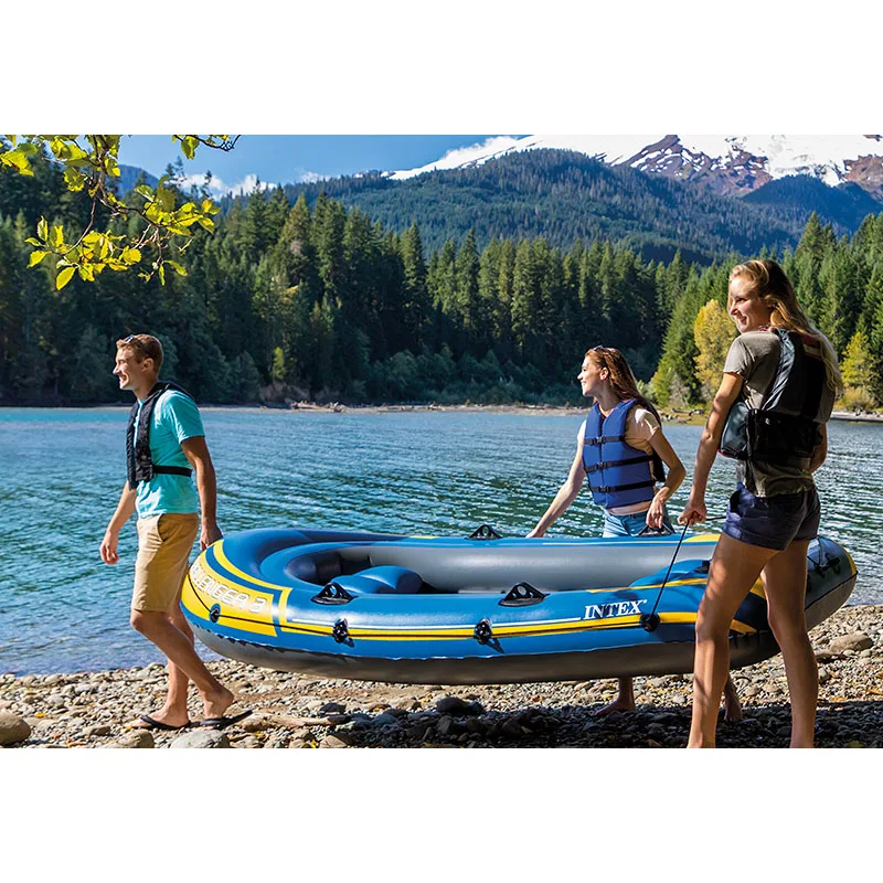 Barco inflável para remo Challenger, barco de ar em PVC para 3 pessoas, bote, canoa, ferramenta de pesca, plástico, rio, lago, 3 câmaras de ar