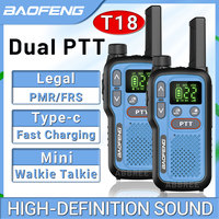 Baofeng BF-T18 Mini Handheld Walkie Talkie Dual PTT NOAA PMR FRS Flashlight Type-C Long Range Two Way Radio for Camping