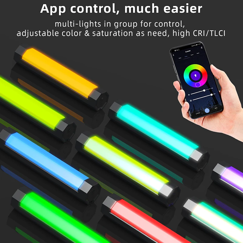 LUXCEO P200 RGB Video Light IP67 Rainproof APP Control Tube Built-in Battery&Magnet LED Photography Light Stick for Photo TikTok