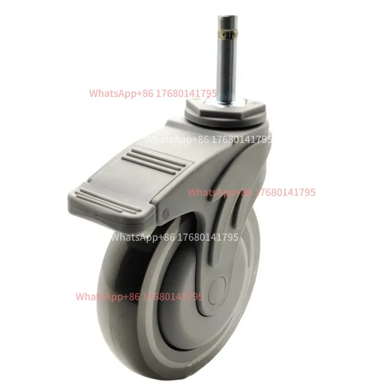 hospital bed caster 125mm TPR Nylon Medical Caster Wheel Grip‑Ring Stem Silent Durable Hospital Cart Casters