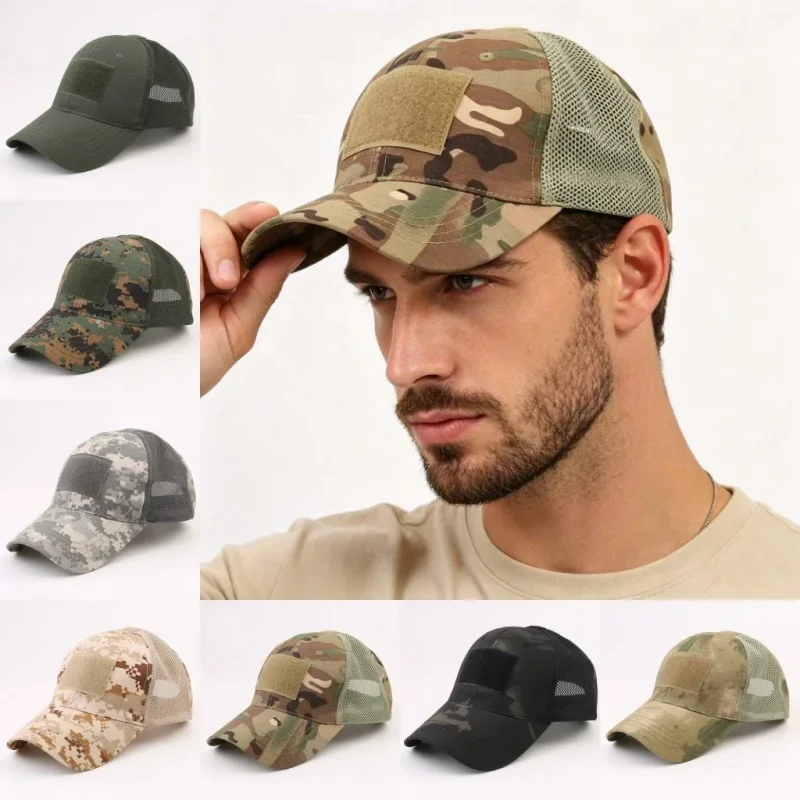 Unisex Quick Drying Camouflage Baseball Cap Outdoor Sports Sunscreen Breathable Adjustable Hunting Fishing Hiking Army Cap