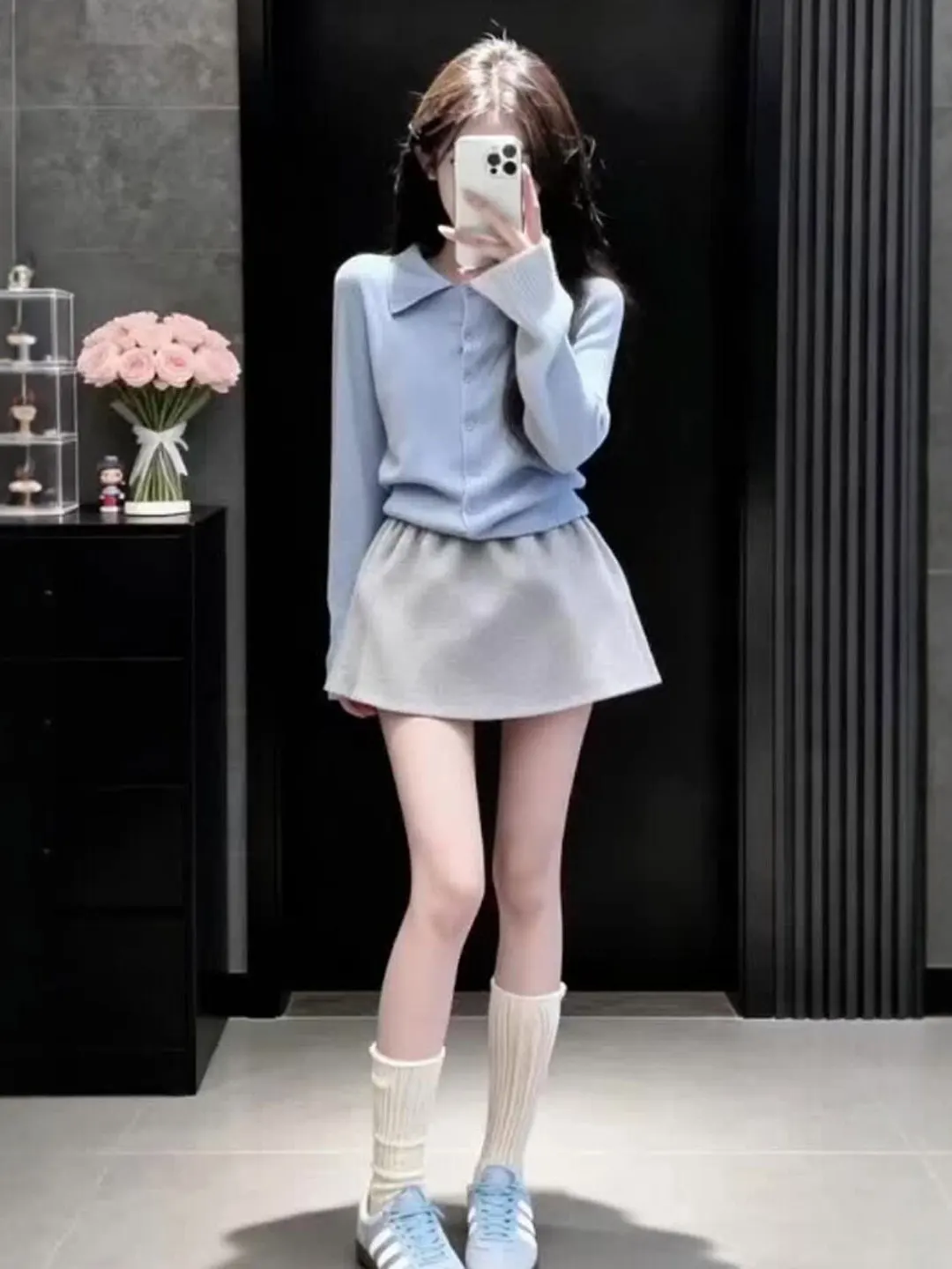 

Korean Style Knitted Top And Skirt Two-Piece Set Spring Comfortable Breathable Fashionable Youthful Looking Outfit